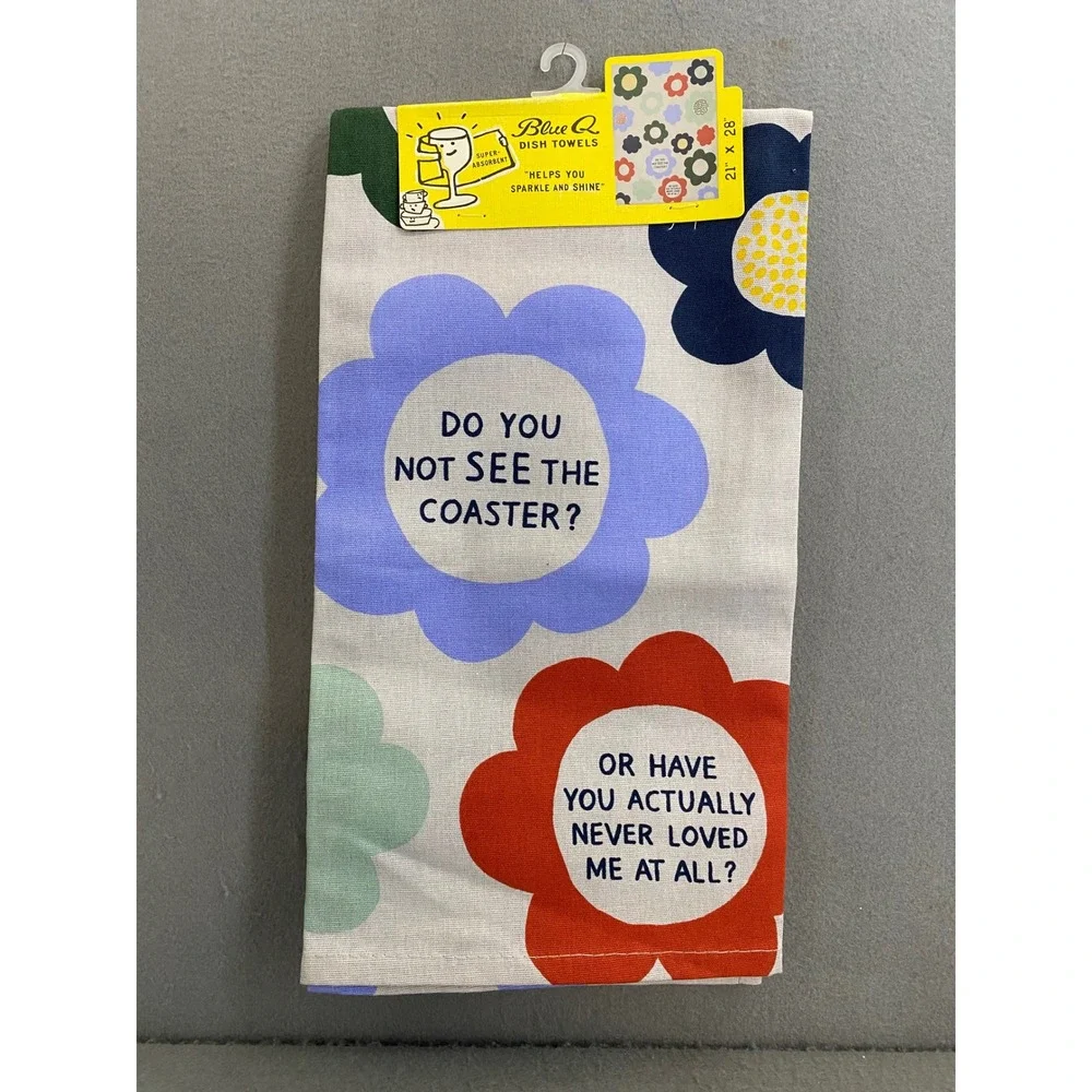 Blue Q Funny Dish Towels Set of 4 Cotton Retro Sarcastic Kitchen Tea Towels NEW